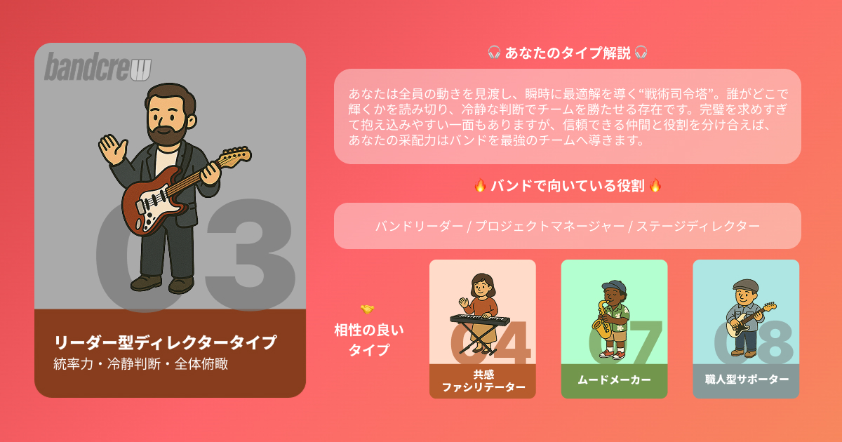 リーダー型ディレクタータイプ｜バンドメンバー募集はbandcrew(バンドクルー)