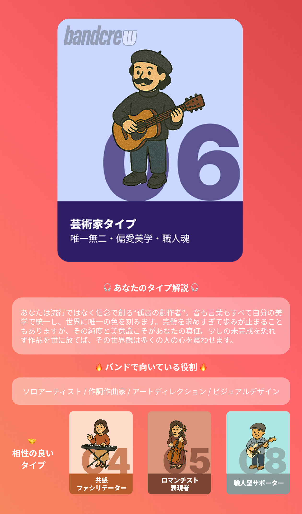 芸術家タイプ｜バンドメンバー募集はbandcrew(バンドクルー)