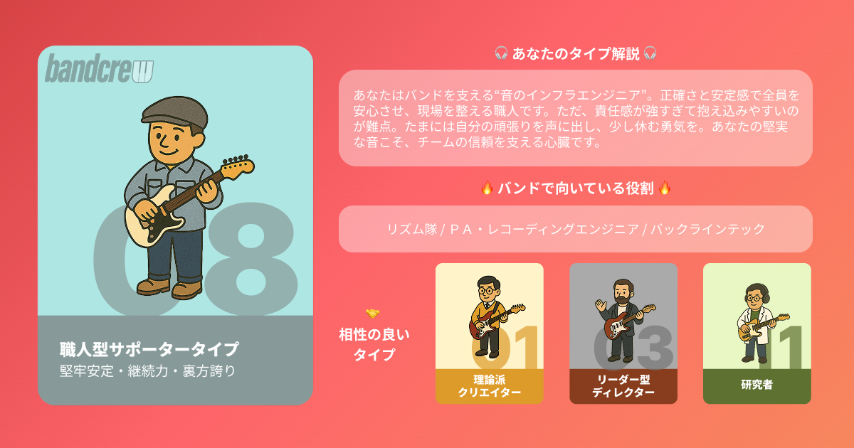 職人型サポータータイプ｜バンドメンバー募集はbandcrew(バンドクルー)