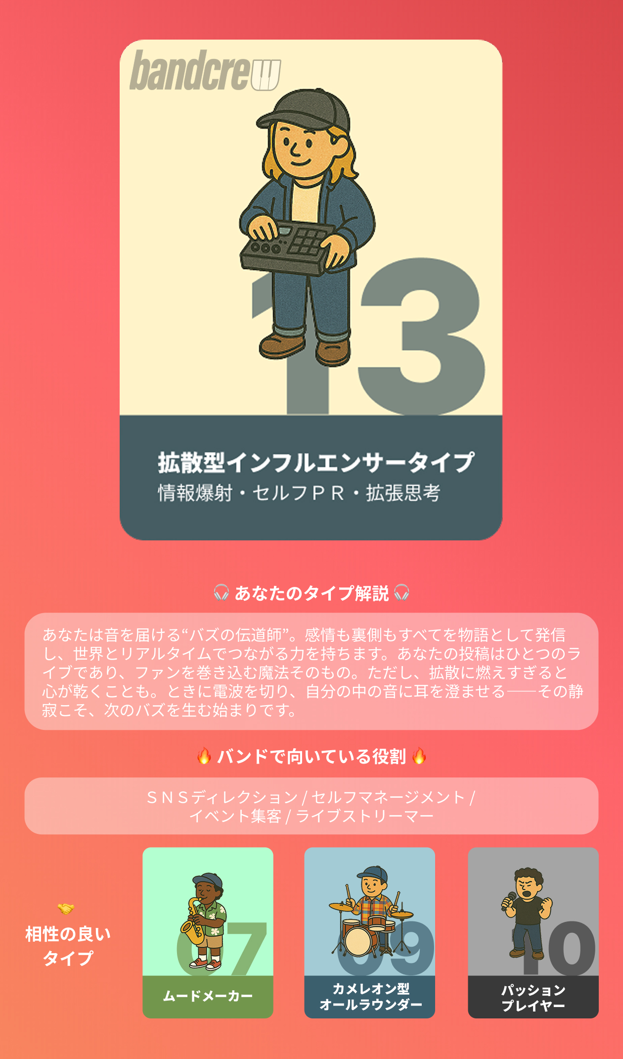 拡散型インフルエンサータイプ｜バンドメンバー募集はbandcrew(バンドクルー)